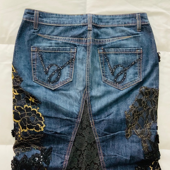 NWOT BEBE Long Denim Skirt - Picture 4 of 4